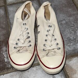Converse White Slip-On Sneakers with Red Trim
